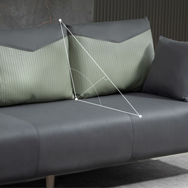 Contemporary Sofa with 2 Pillows Square Arm Living Room Seating