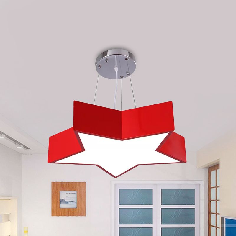 Red/Blue Five-Pointed Star Chandelier Light Children LED Acrylic Ceiling Suspension Lamp