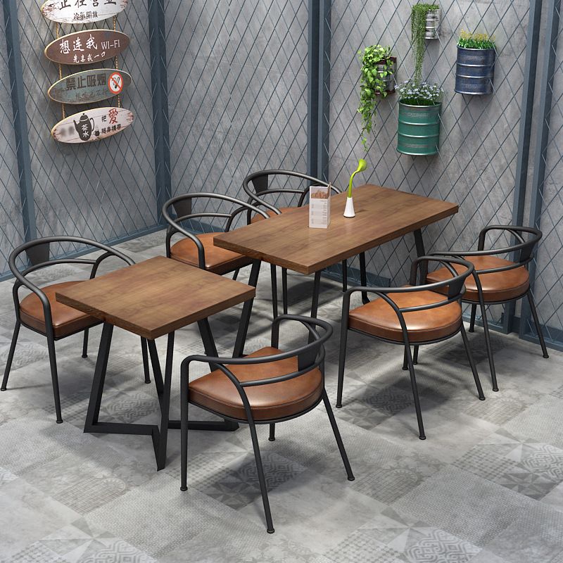 Industrial Style Rectangle Shape Dinette Set Solid Wood Top Dining Table Furniture for Dining Room