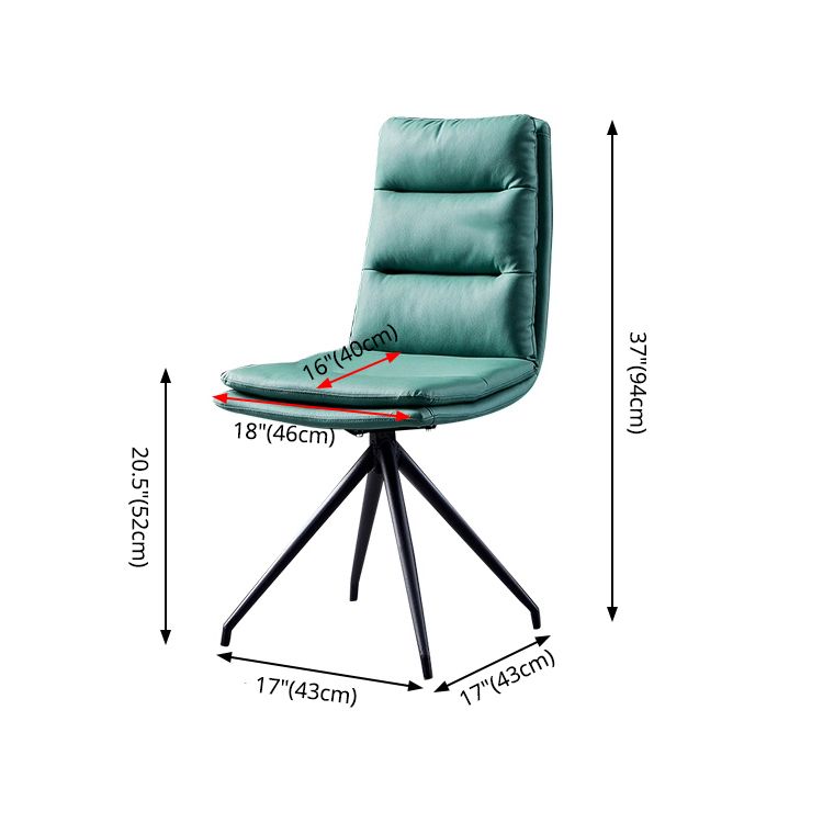 Sillas modernas de cuero de imitación con 4 patas de comedor de patas de metal de acabado negro para el hogar