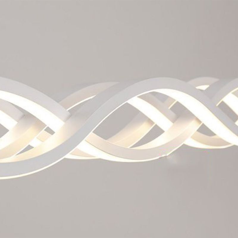 Simple Waving Hanging Island Light Metal LED Dining Room Island Ceiling Light