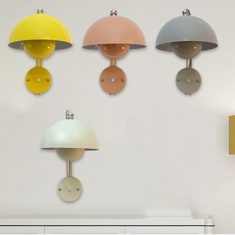 1-Light Wall Lamp Macaron Style Wall Mount Lamp with Metal Shade for Aisle