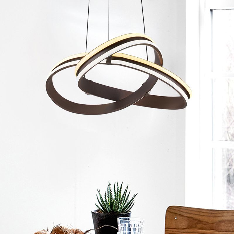 Winding Acrylic Chandelier Light Contemporary LED Brown Ceiling Pendant in Warm/White/Natural Light