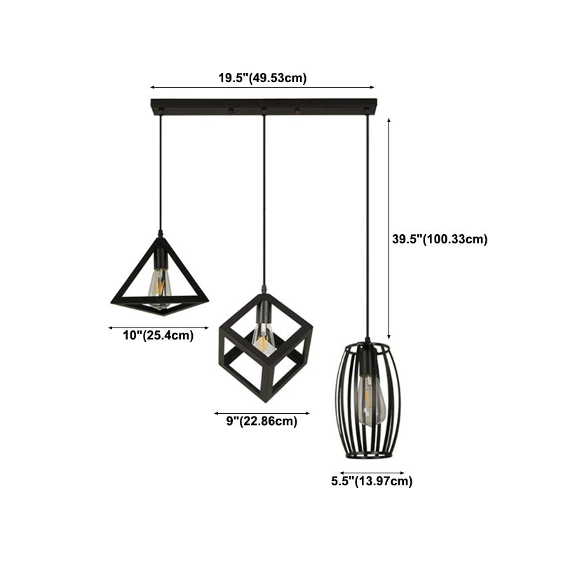 Geometric Island Light Industrial Hanging Lighting Fixture for Dining Room