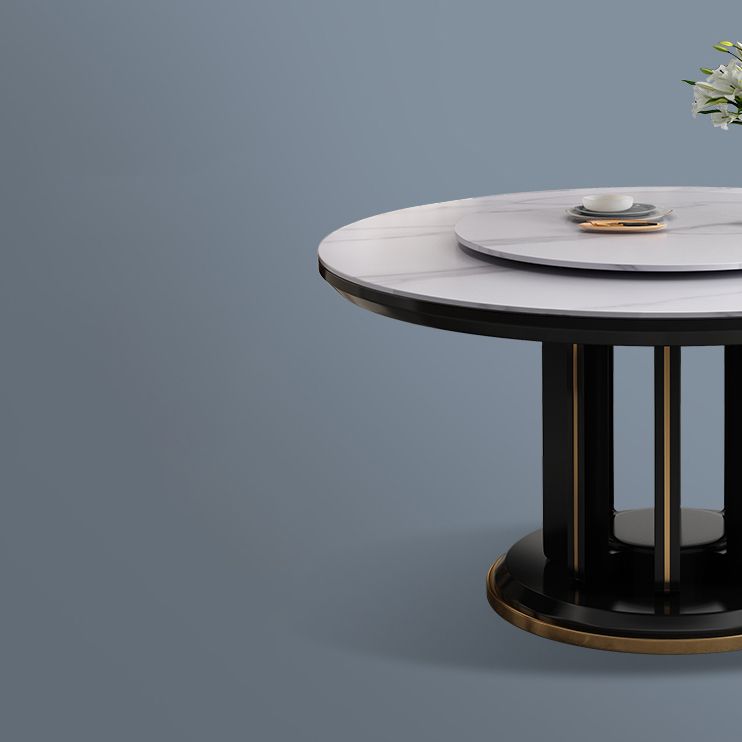 Modern Simple Dining Table Round Dinner Table with Rubberwood Base for Dining Room