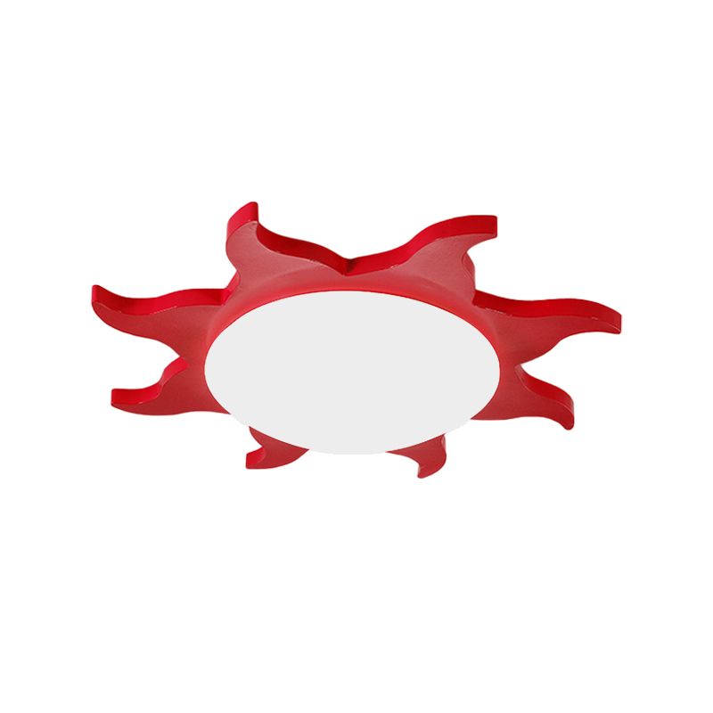 Luz de techo empotrada en forma de sol, luz de techo acrílica de madera de dibujos animados para jardín de infantes