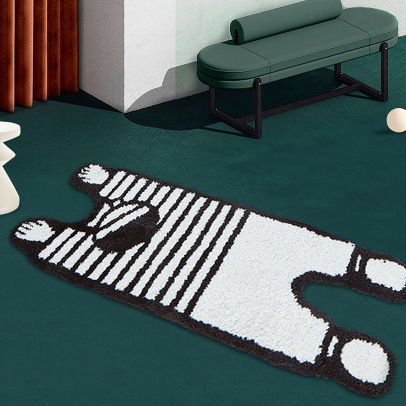 White Modern Rug Polyester Pattern Rug Stain Resistant Rug for Drawing Room