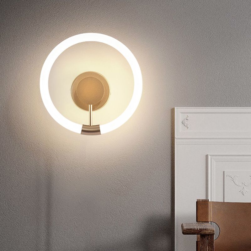 1-Light Round Sconce Light Fixture Modern Metal Wall Light for Bedroom
