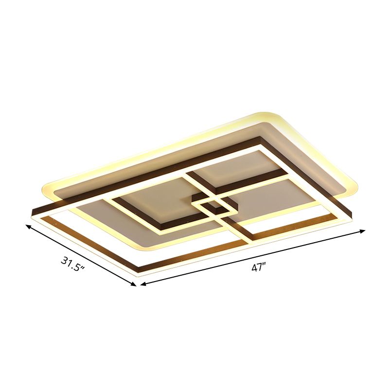 39"/47" Wide Simple Rectangular Ceiling Lamp Acrylic LED Living Room Flush Mount Lighting in Warm/White Light