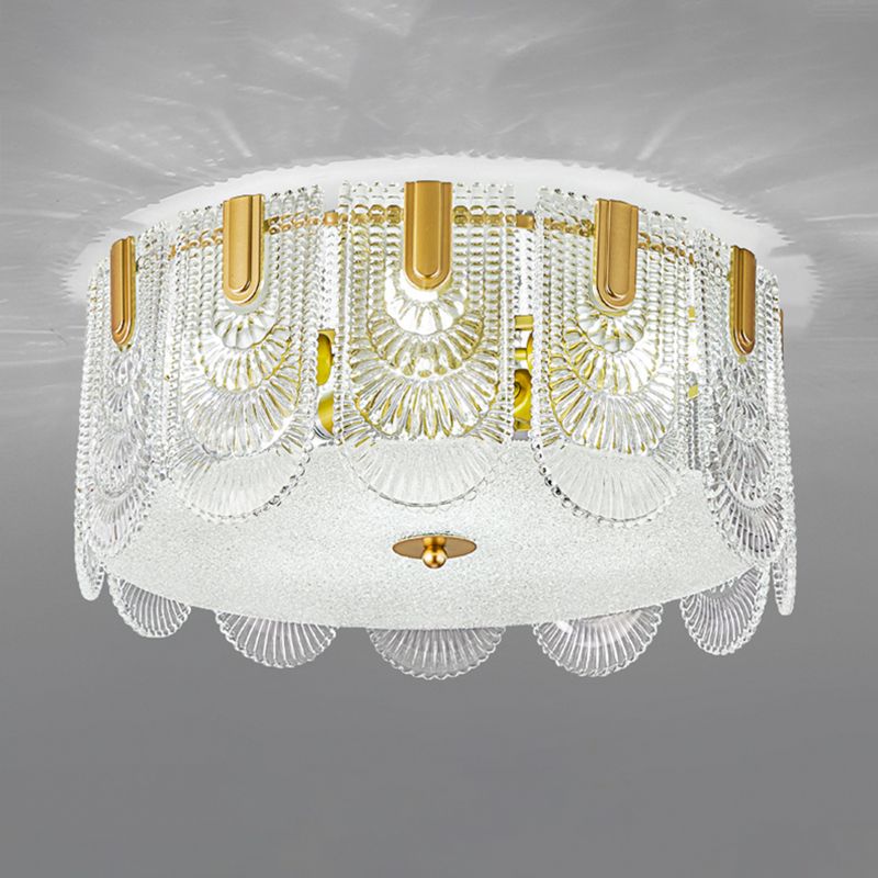 Iluminación de techo de montaje empotrado simple Lámpara de techo de vidrio contemporánea en oro