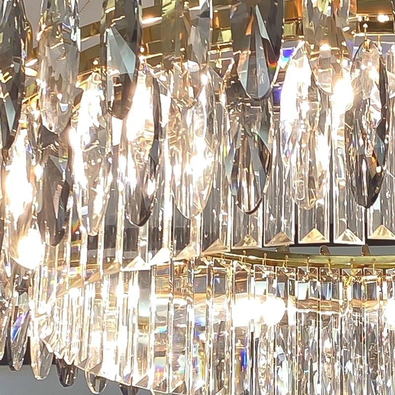 Contemporary Style Geometry Shape Chandelier Lights 6 Light Crystal Hanging Lights