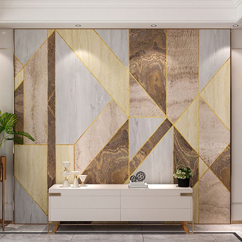 Simple Geometries Mural for Living Room Bedroom Wall Decor in Grey and Yellow, Made to Measure