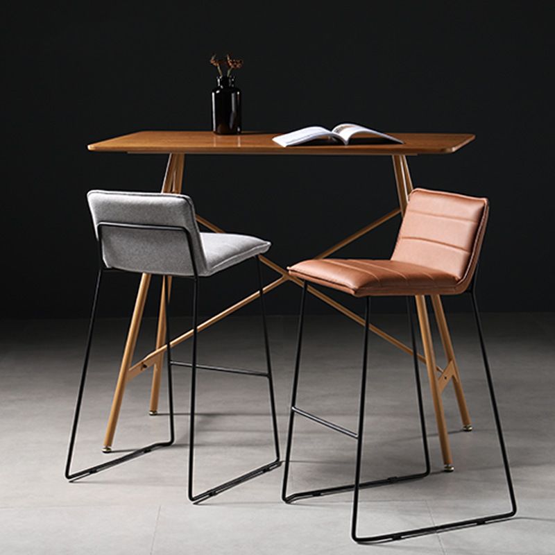 Modern Style Square Seat Barstool Pu Leather Counter Bar Stool with Metal Legs for Home