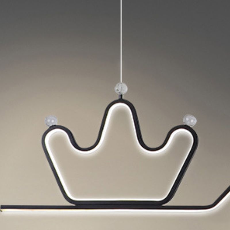 Post Modern LED Pendant Ceiling Fixture in Black / Gold Metal Linear Kitchen Island Light