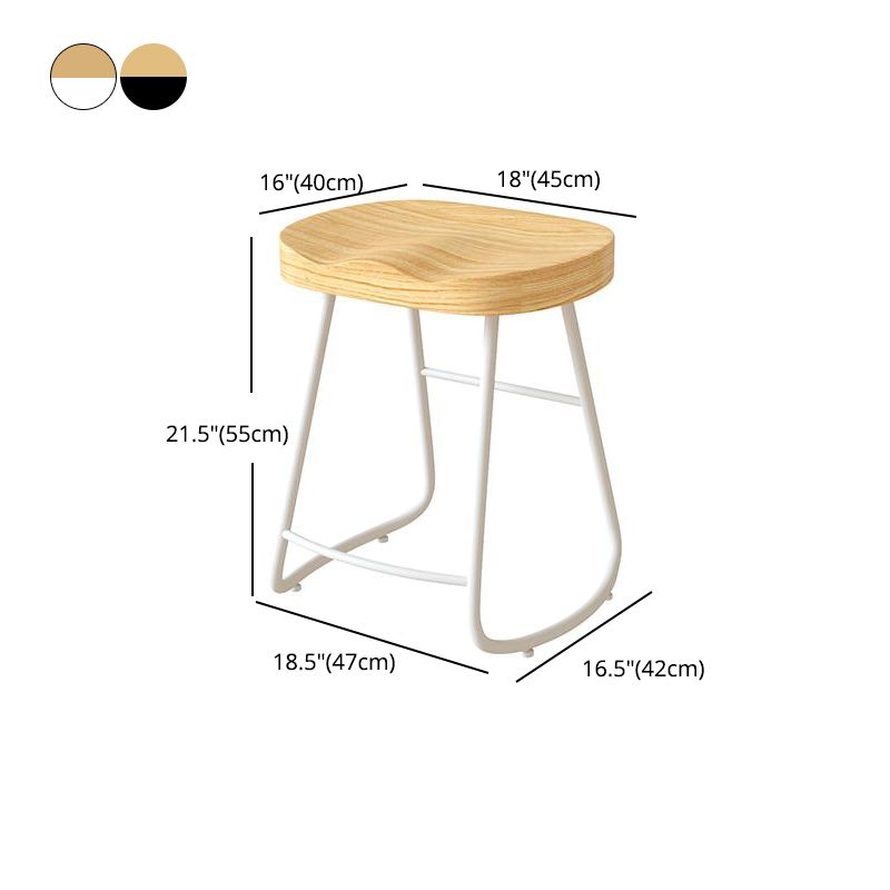 Contemporary Natural Solid Wood Barstool Footrest Restaurant Stool