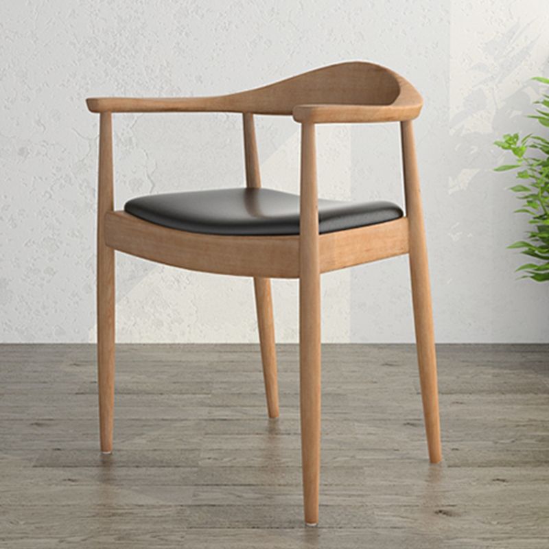 Glam Upholstered Arm Chair Open Back Solid Wood Dining Chair