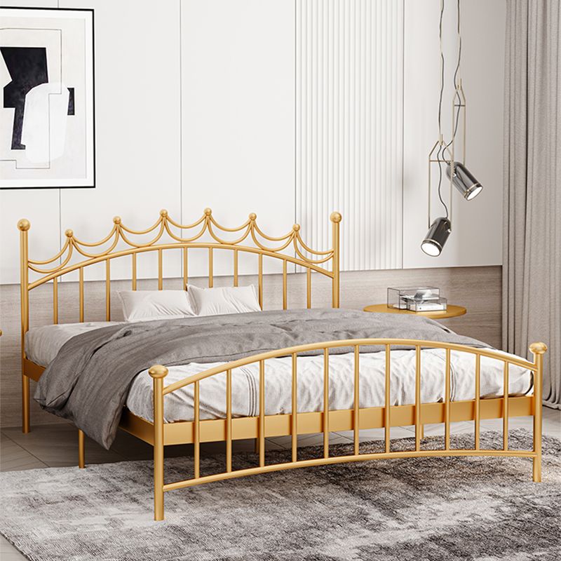 Metallic Standard Bed Glam Open-Frame Bed with Arched Headboard