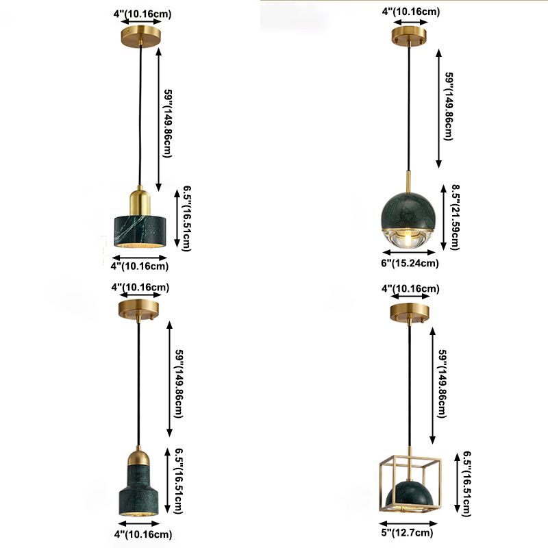 Marble Kit de lampe suspendue en marbre One Head Copper pour salle à manger de chambre à coucher
