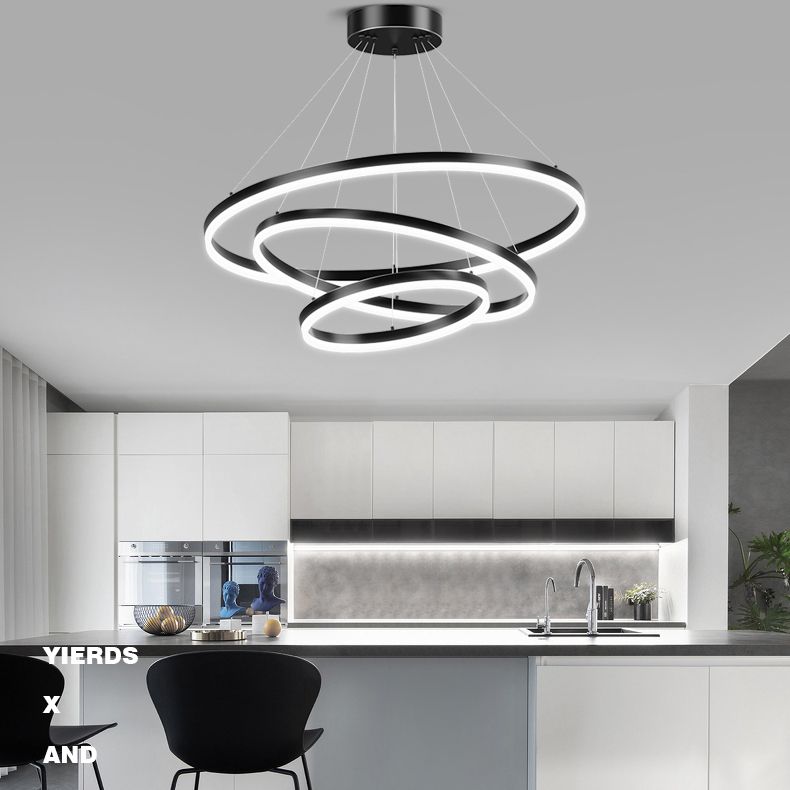 Modern Style Circles Pendant Light Fixtures Metal Multi Lights Suspension Pendant