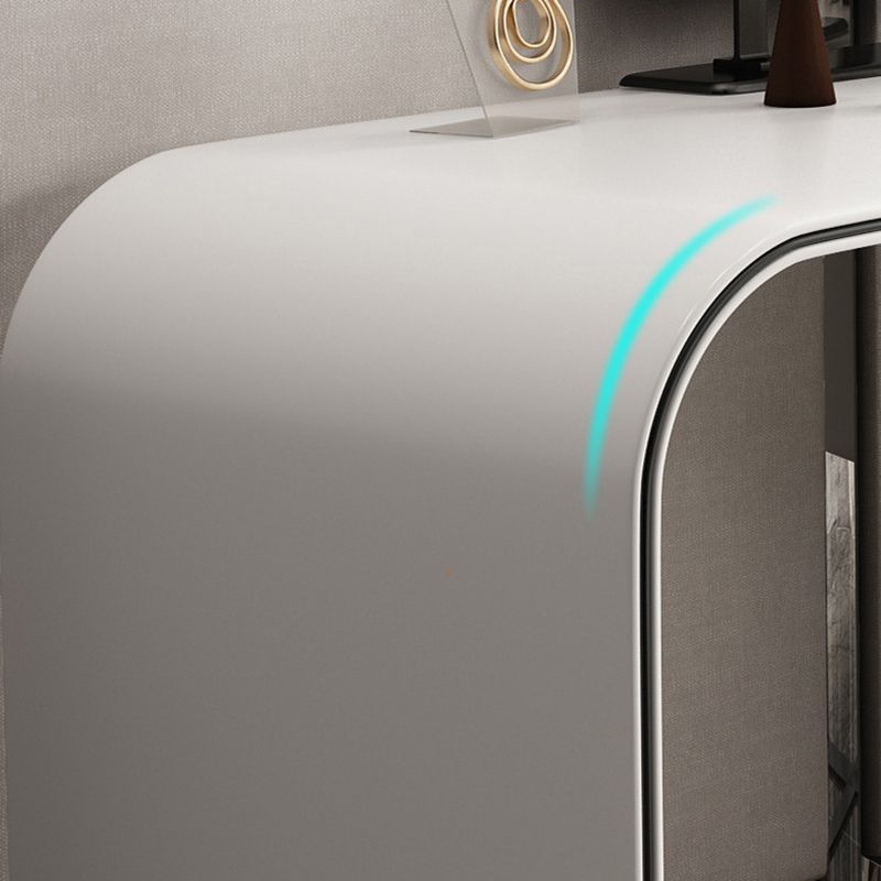 2-Drawer Vanity Set Genuine Leather & Metal Makeup Dressing Table with Mirror and Stool