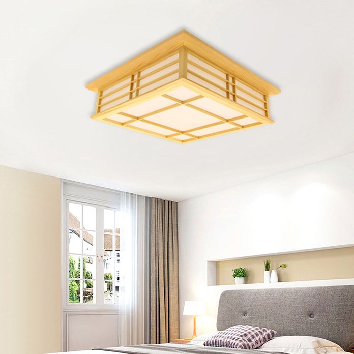 Modernes minimalistisches Rechteck Deckenbündige Halterung Licht Naturholz Wohnzimmer Flush Mount Beleuchtung