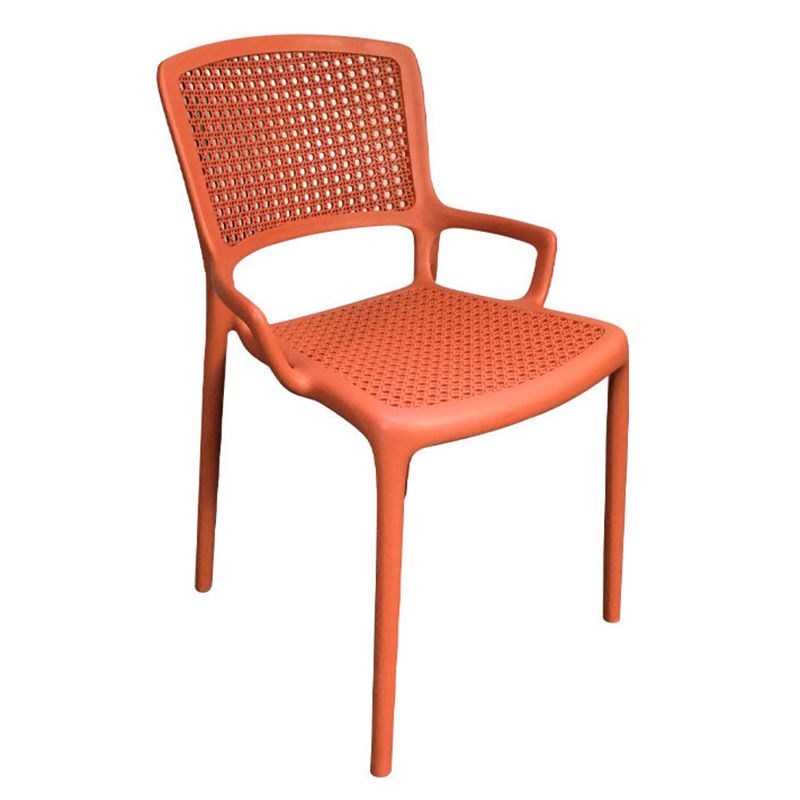 Contemporary Home Arm Chair Stackable Open Back Plastic Dining Room Chair