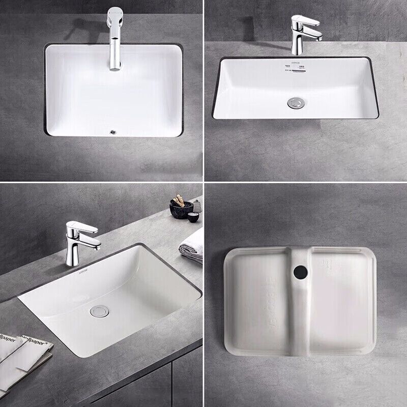 Modern Porcelain Bathroom Sink in White with Overflow Undermount Sink