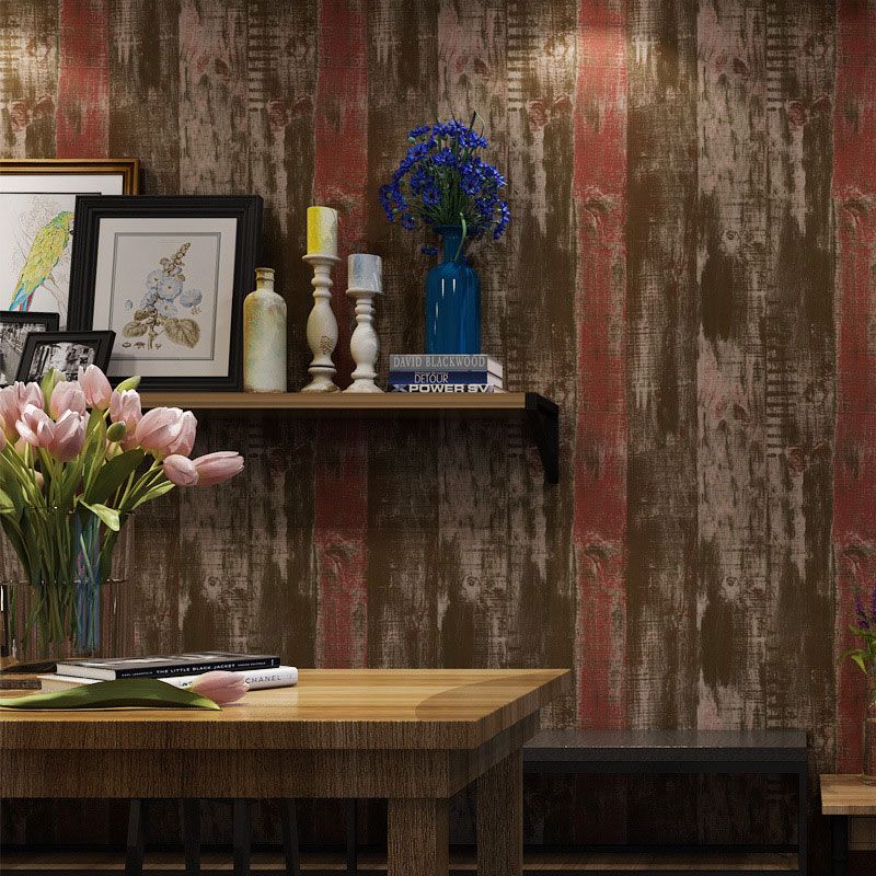 33' x 20.5" Retro Wallpaper Roll Coffee Shop Beachwood Wall Covering in Light Color, Easy to Remove