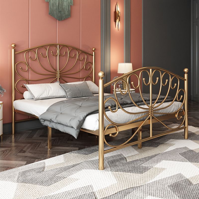 Metal Open-Frame Bed 45.27" High Wire-Grid Bed with Custom Gold Legs