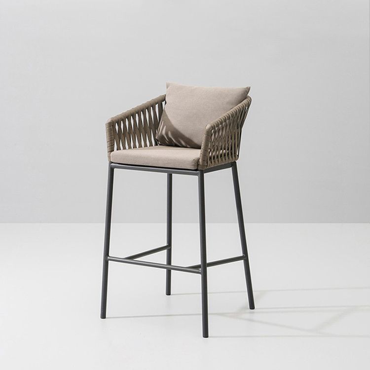 Industrial Bar Stool Upholstered Backrest Counter Stool for Dining Room