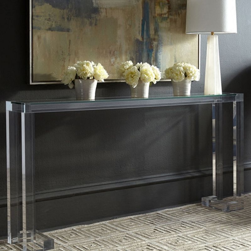Acrylic Rectangle Accent Table Modern 1-shelf Console Table for Hall