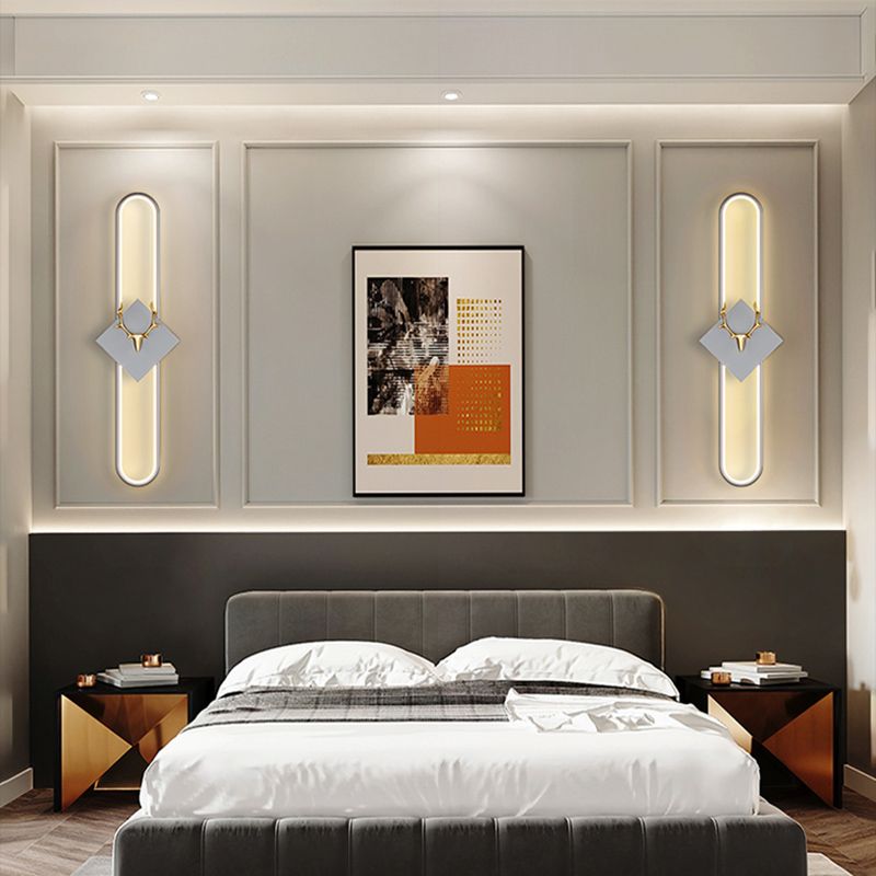 Aluminum Linear Wall Light Nordic Style LED Wall Sconce with Antlers for Living Room