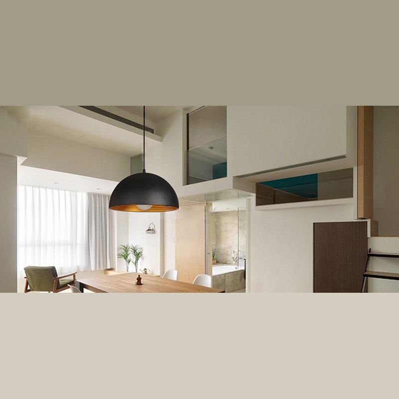 Black Dome Commercial Pendant Lighting Industrial Metal Restaurant Hanging Light Fixture