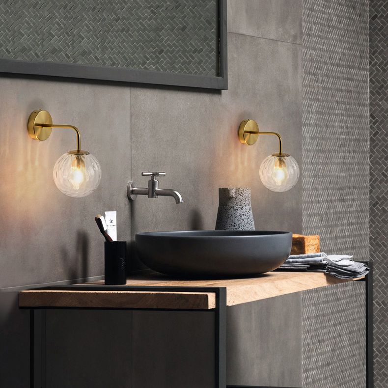 Orb Leuchtenbeleuchtung industriell geblasenes Glas 1-Licht-Wandlampen in Gold und Schwarz