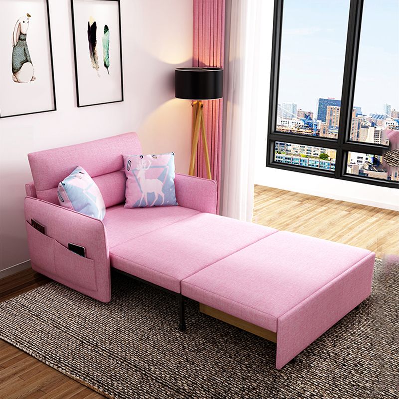 Pink Metal Daybed with Upholstered Contemporary Convertible Kids Bed