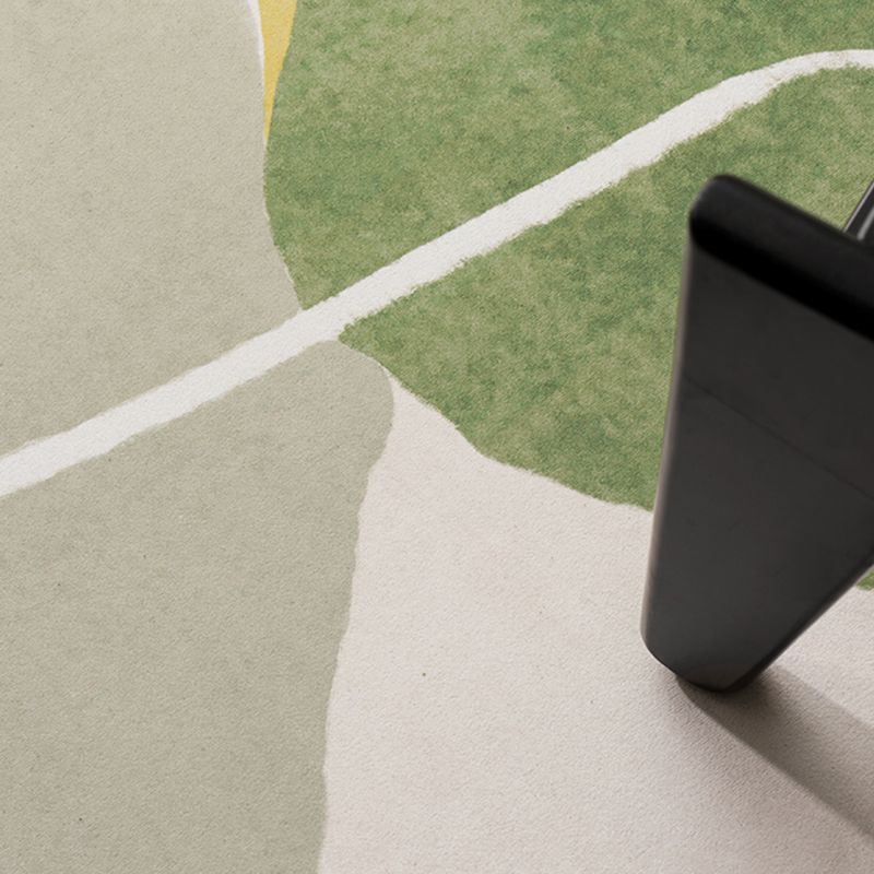 White Modern Rug Polyester Color Block Rug Non-Slip Backing Rug for Sitting Room