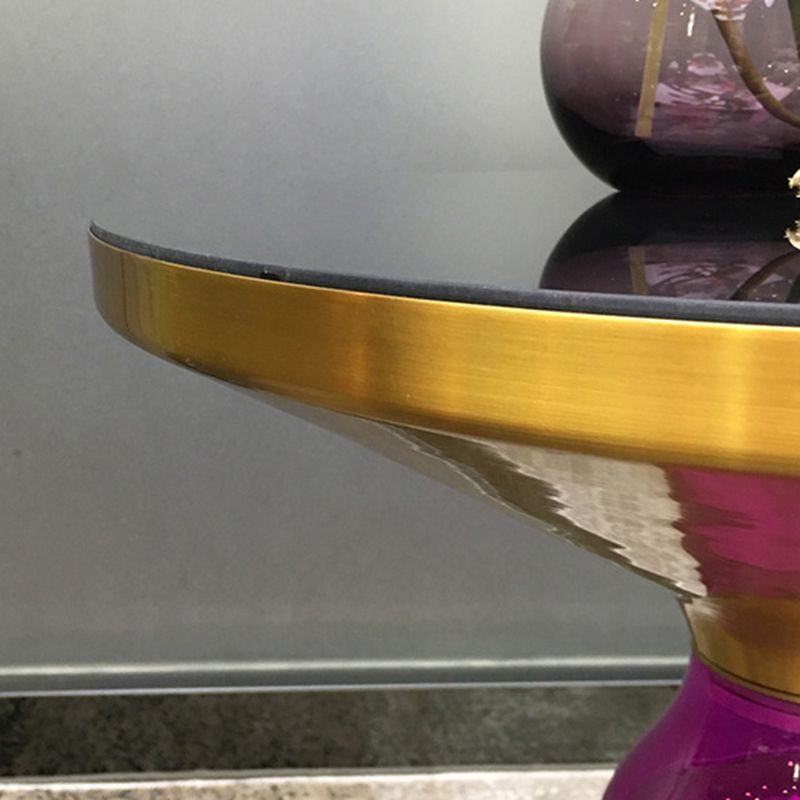 Pedestal 1 Single Coffee Table Metal and Glass Statement Cocktail Table