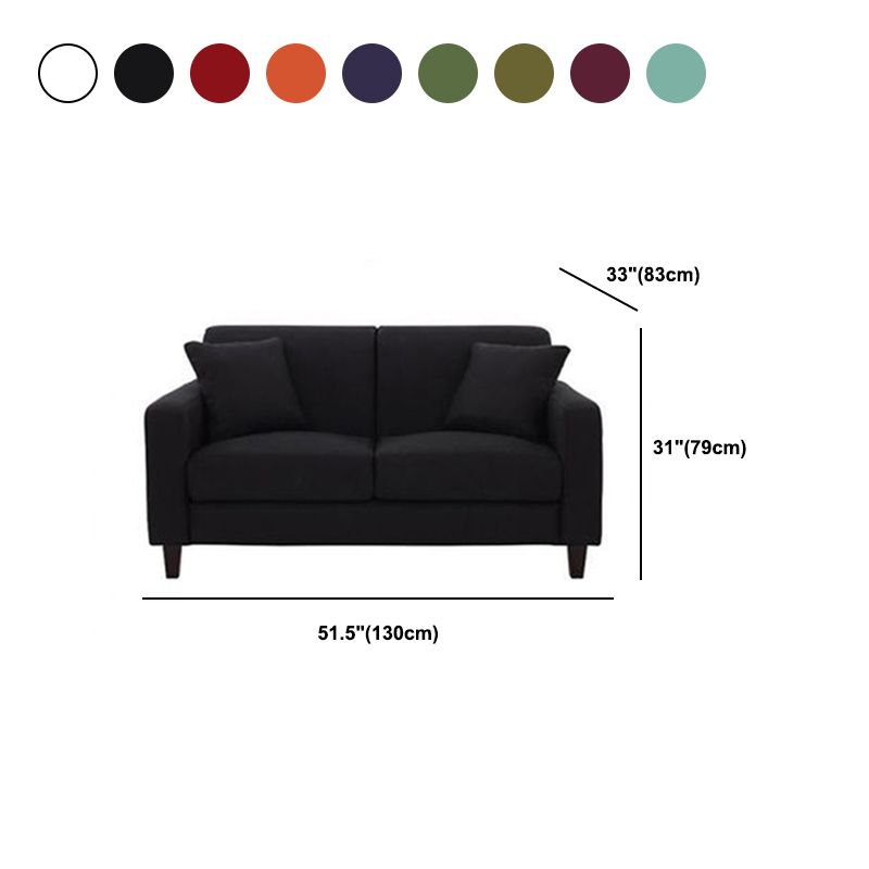 32.67" W Linen Square Arm Sofa Contemporary Standard Sofa with 2 Pillows