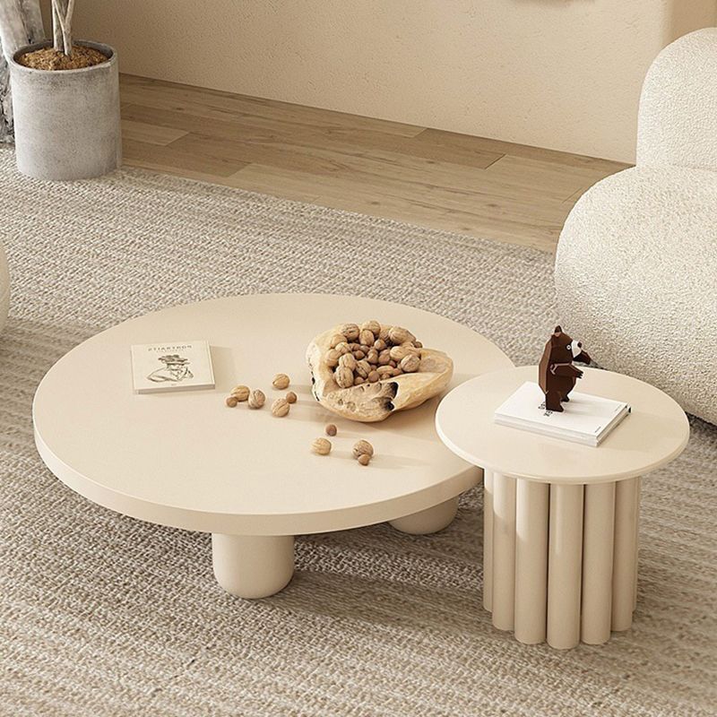 4 Legs Coffee Table Round Minimalist Coffee Table for Living Room