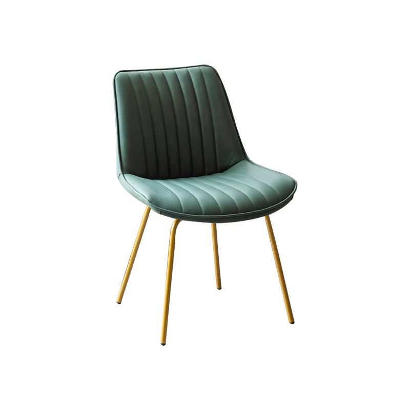 Glam Style Side Chair Faux Leather Gold Frame Dining Chair for Home