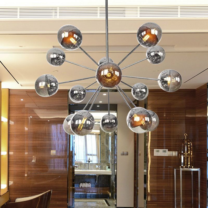 Semi-encastré Globe pour salle à manger, verre blanc/transparent/gris fumée, 9/12/15 lumières, luminaire semi-encastré contemporain en cuivre/chrome/or