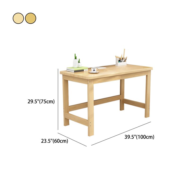 Modern H-shape Base Office Desk Rectangle Solid Wood Task Desk
