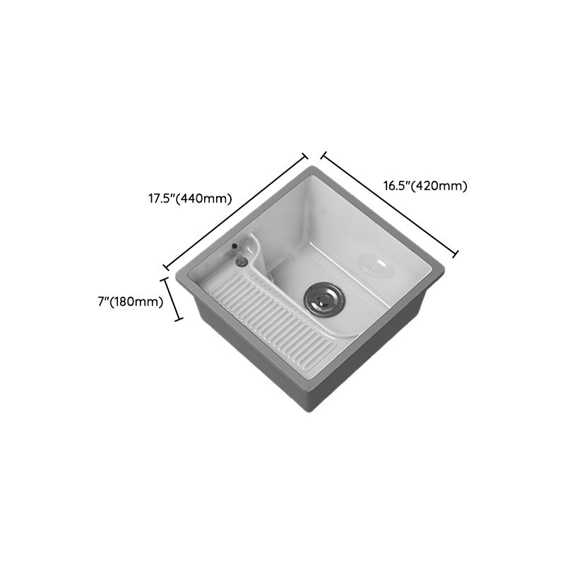 Classic Porcelain Bathroom Sink Rectangular Trough Sink with Washboard