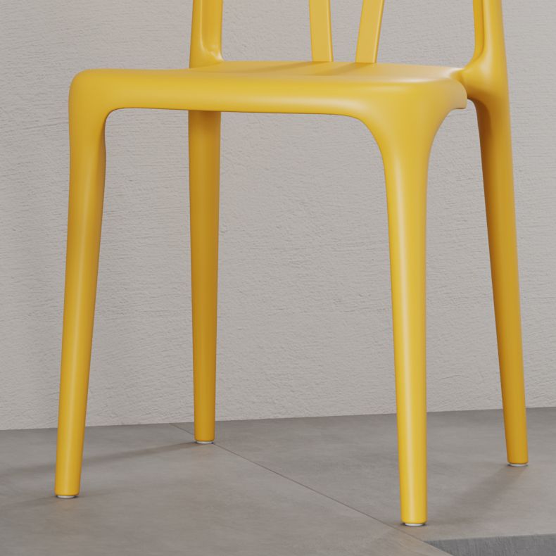 Contemporary Stacking Dining Side Chair in Plastic with Open Back