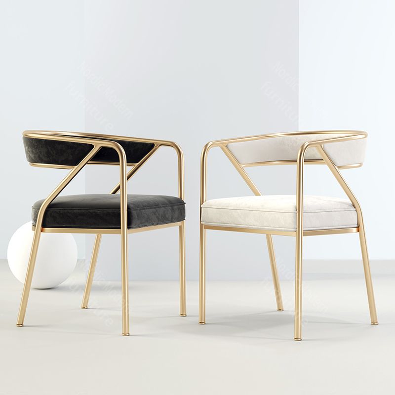 Modern Velvet Dining Chair 30''H Open Back Dining Side Chair with Metal Base for Restaurant