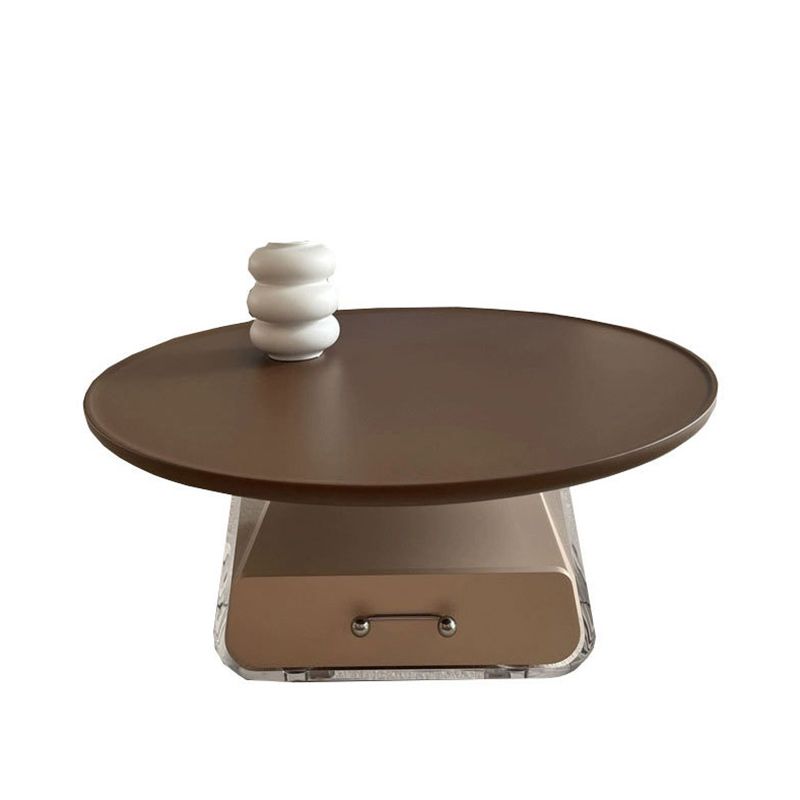 Contemporary Coffee Table Round Wooden Coffee Cocktail Table