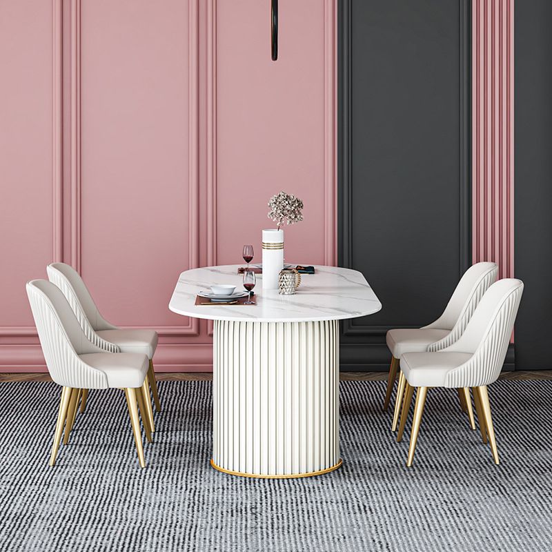 Mesa de comedor ovalada estándar moderna, mesa de comedor de piedra sinterizada para cocina