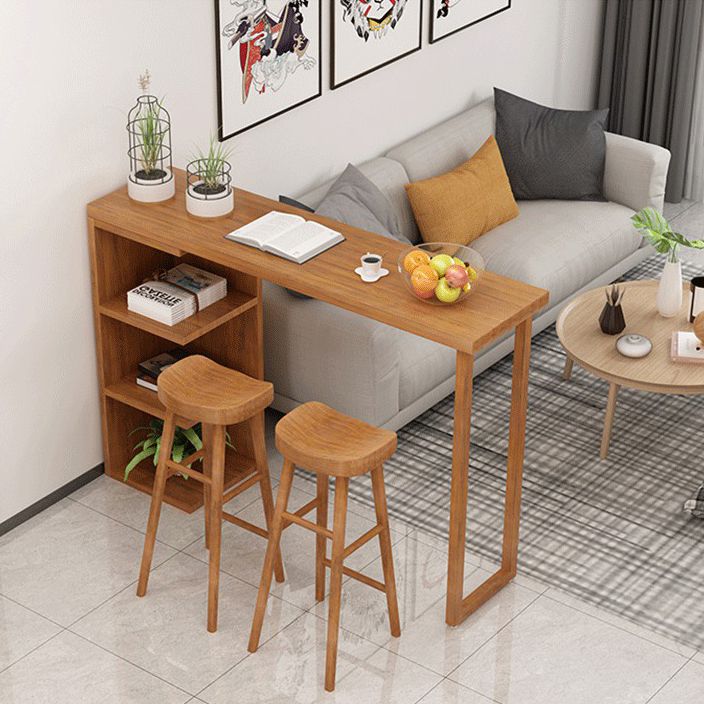 Industrial 1/2/3 Pieces Solid Wood Bar Table Set Fixed Counter Set for Home Use