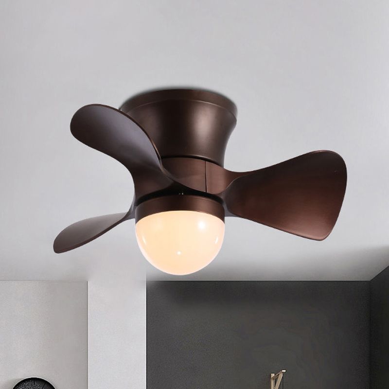 Nordische Halbglobe-Acrylventilatorbeleuchtung 23,5 "breites 3-Blatt-LED-LED-Spülendecke in Kaffee/Weiß