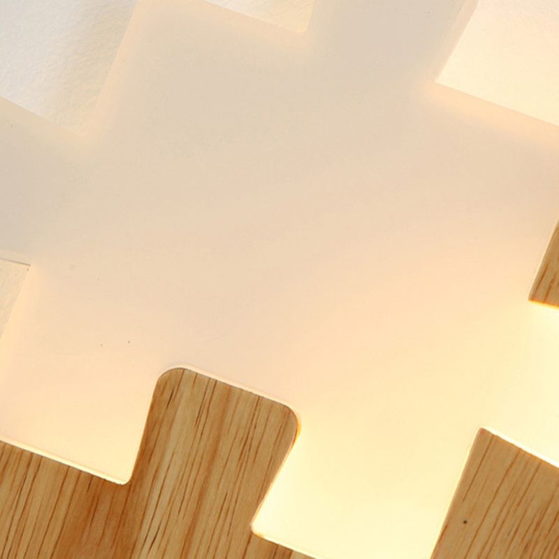 Nordic Style Wood Mur Light Puzzle Shape Murd Sconce pour le salon